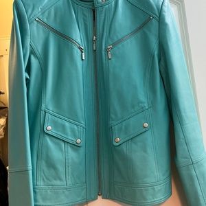 Turquoise Genuine Leather Jacket
